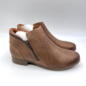 7.5W 7.5 WIDE‎ WIDTH Cobb Hill Womens Crosbie Brown Leather Ankle Boots Booties